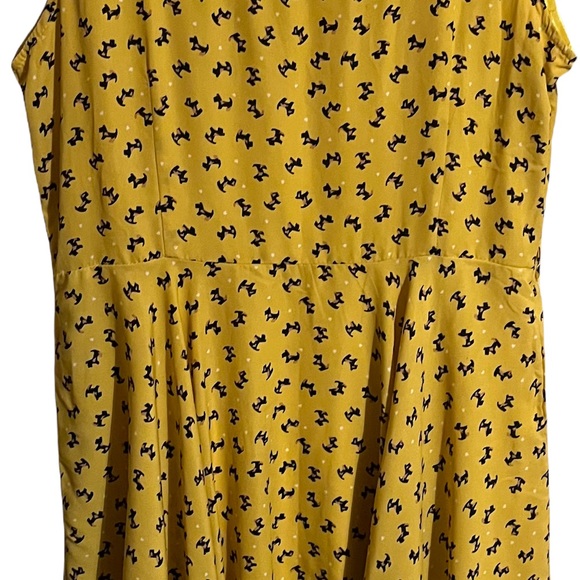 L.A Soul Yellow Scottie Dog Print Dress. Women’s Fit Flare Cocktail. - Picture 3 of 8